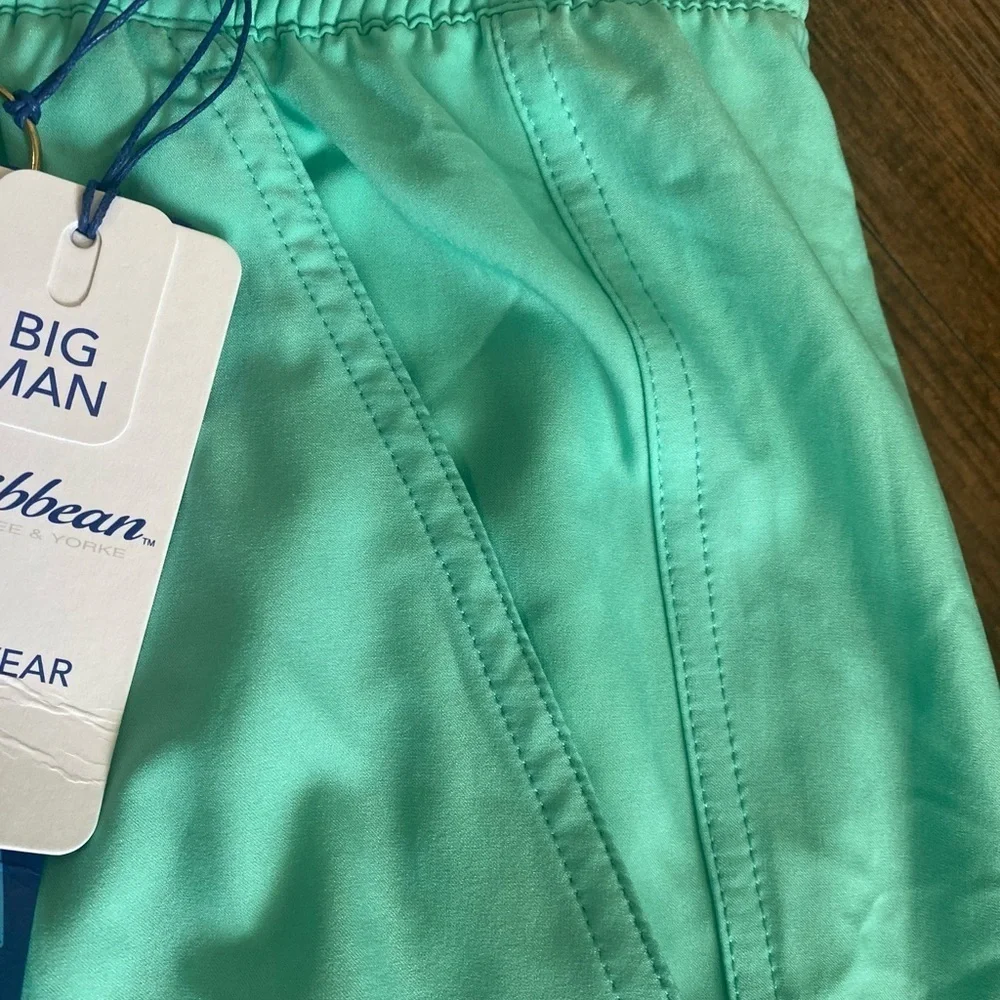 Caribbean Blue Swim Trunks Lightweight Elastic Waist 4XB